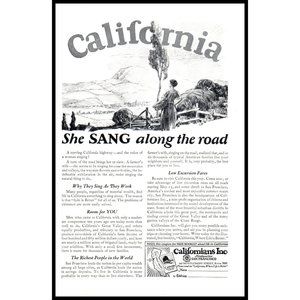 1924 Californians Life in California Vintage Print Ad Woman Rolling Fields Art